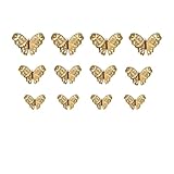 xiaopang 12個 ゴールドバタフライケーキデコレーショントッパー 誕生日パーティー、バレンタインデーデコレーションツール(A-ゴールド)