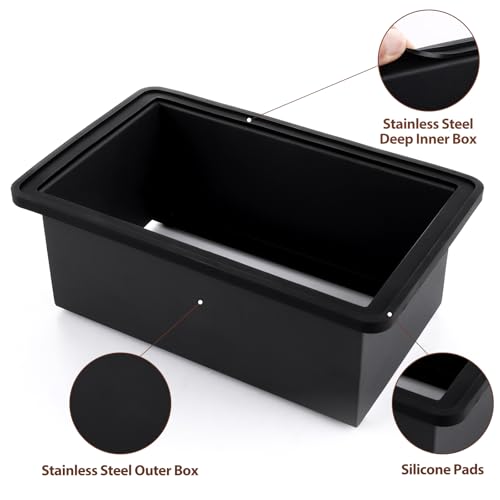AKOLAFE Coffee Knock Box Stainless Steel Large Espresso Knock Box Coffee Bin Coffee Grounds Knock Box Container Sage Knock Box with Removable Knock Bar and Non Slip Base for Knocking Filter - Image 4