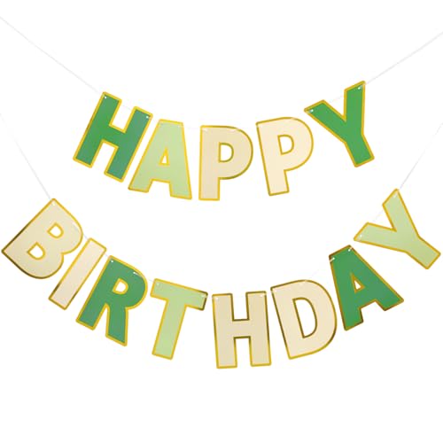 Image of Pre-Strung Happy Birthday Banner Sage Green Party Decorations