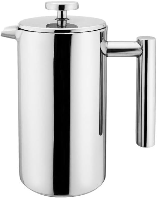 Miniatura 6 de Highwin Prensa francesa pequeña de acero inoxidable 12 onzas de doble filtro para café y máquina para servir individual plata