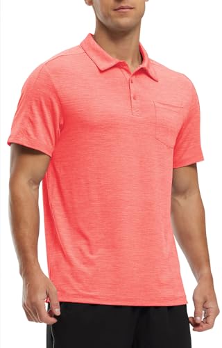Image of Rdruko Men's Polo Shirts Short Sleeve Quick Dry Outdoor Golf Sports Shirts with Pocket
