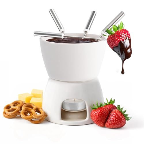 joeji's Kitchen Fondue Chocolat Bougie avec poelon Bougie et fourchettes Mini Fondue Chocolat Bougie chauffé pa Une Bougie à réchaud