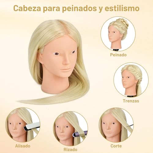 Cabeza de Peluquería de 26 Pulgadas con 80% Pelo Real Premium para Trenzado TwoWin 4