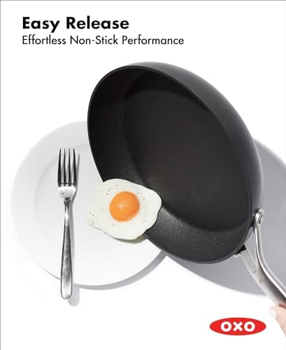 OXO Professional 10" Frying Pan Skillet, Hard Anodized Ceramic Nonstick Cookware PFAS-Free, Induction Suitable, Stainless Steel Handles, Diamond Reinforced Coating, Dishwasher Safe, Oven Safe, Black - Thumbnail 3