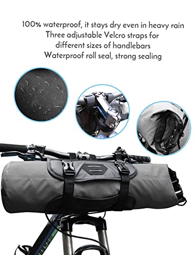 Lixada Bike Handlebar Bag Waterproof Adjustable Capacity Bicycle Front Tube Bag With Detachable Cycling Dry Pack (3-7L) #TOP1