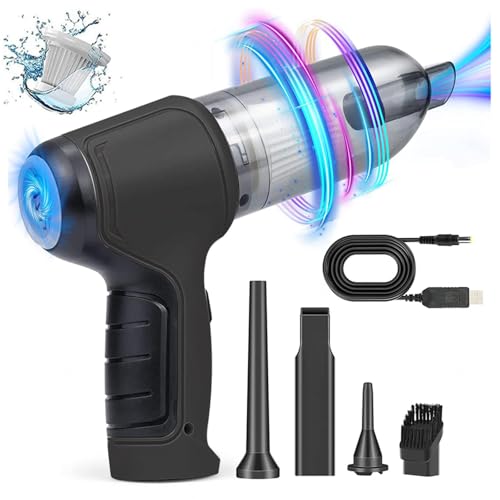 Wizvox Mini Soplador De VacíO, con Todo Tipo De SuccióN Aspiradora Potente Inflar Y Aspirar RáPidamente Aspirador Coche, para Inflar Y Aspirar Bolsas,Black