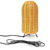 Phichy Rattan Bedroom Table Lamp, Bedside Lamp for Nightstand, Small Desk Lamp with Round Bamboo Wov