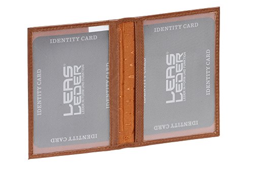 LEAS Ausweismappe- & -hülle mit 2 Sichtfenstern Echt-Leder, Cognac Card-Collection