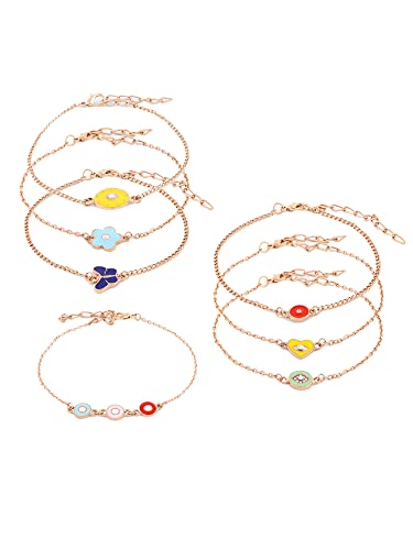 Enamel Stack Bracelets Set of 7 for Women