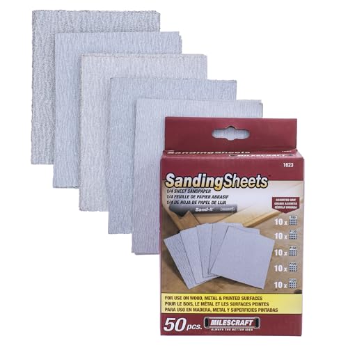 Milescraft 1623 – 1/4 Sheet Sandpaper 50 Pack – 4.5in.