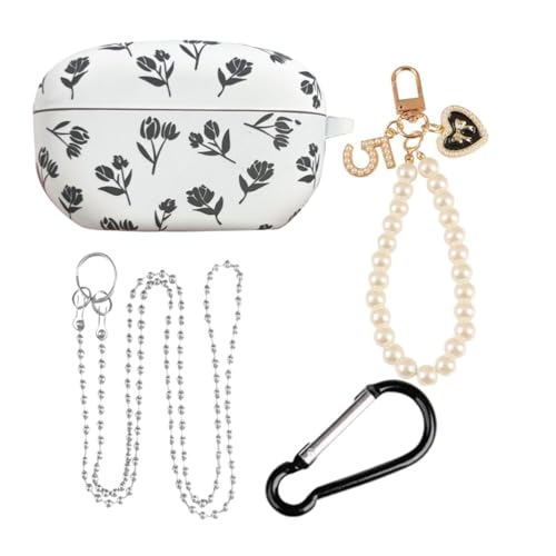 For WF-1000XM5 用 ケース カバー ワイヤレス イヤホン 用 保護ケース tpu素材 傷防止 落下防止 耐衝撃 防水 防塵 分離式 保護カバー 創造性 かわいい 花柄 充電便利 全面保護 イヤホンケース キーチェーン付き (A1)