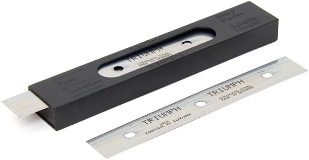 Triumph Stainless Steel Scraper Blades, 6 Inch, 0.15mm, 25 Blades per Box with Safe Dispenser, Black Box (1)