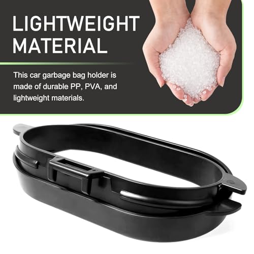 Image of 2 PCS Car Trash Bag Frame, 6.61 inch x 3.38 inch x 0.82 inch ABS Hanging Self-Adhesive Trash Bag Basket, Keep Your Car Clean Multi-Function Accessory, Universal for Most Cars (Black)