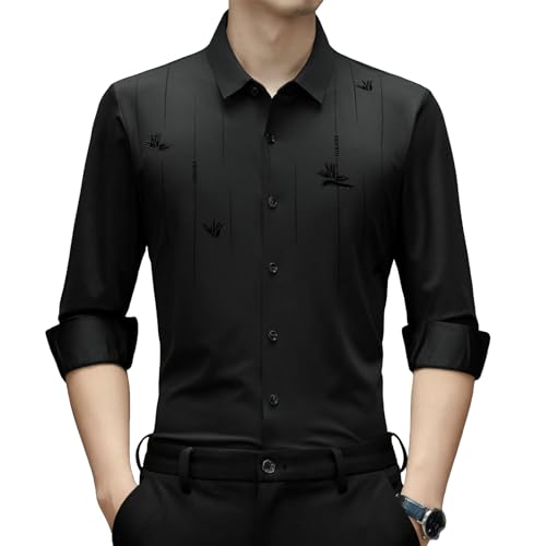 Camisa manga larga hombre estampada flores botones moda casual juvenil ajuste slim fit