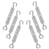 Spannschlösser Seilspanner 6 Stück, M4 Seilspanner, 304 Edelstahl Verstellbare Wirbelhaken OC, Spannhaken für Markise, Seil oder Wäscheleine Spannen (Silber)
