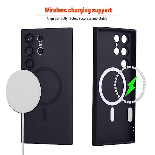 Image of Yetagso for Samsung Galaxy S23 Ultra Case,Soft Silicone Samsung Galaxy S23 Ultra Phone Case with Camera Protection,Anti-Scratch Samsung Galaxy S23 Ultra Case Compatible with MagSafe, Black