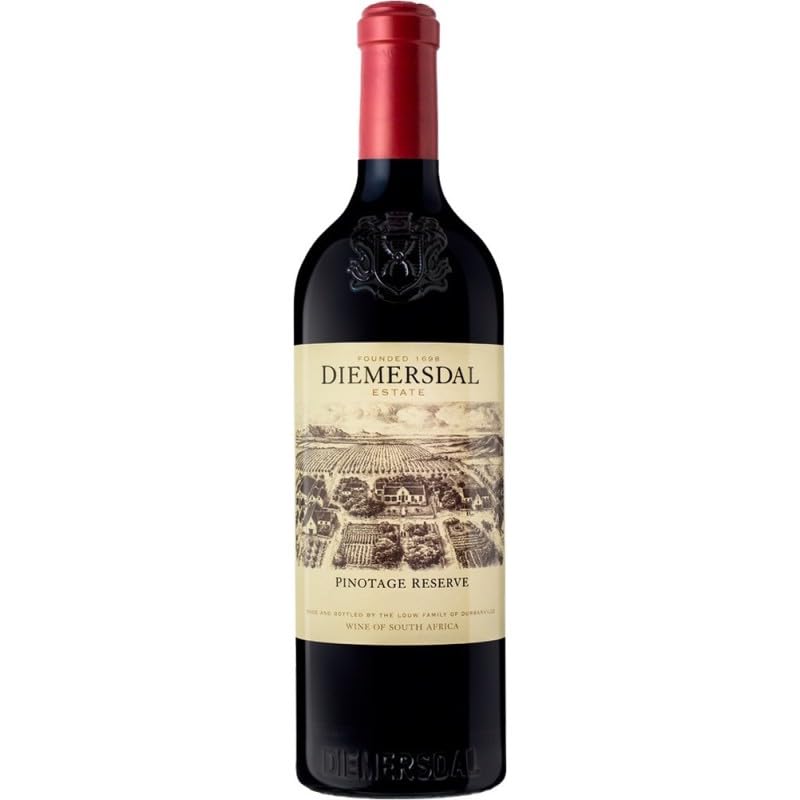 Diemersdal Pinotage Réserve Vino Tinto con Crianza de Sudáfrica, con cuerpo y notas especiadas, ideal para carnes, asados y quesos curados| 1 botella