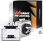 Nilight D3S HID Headlight Bulbs, 6000K Diamond White Xenon Replacement,150% Lighting Distance Super Bright High Low Beam for 12V Cars, IP67 Design with Metal Stents Base, 2 Years Warranty