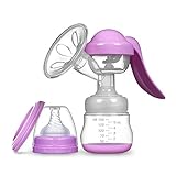 Manual Breast Pump Silicone Hand Pump Breastfeeding Food Grade BPA Free Manual Pump with Lid Portable Milk Saver for Breast Feeding