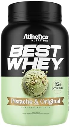 Best Whey Atlhetica Nutrition 900g – Sabor Pistache – 25g de Proteína por Dose – Whey Concentrado, Isolado e Hidrolisado – Sem Glúten e Sem Açúcar Adicionado