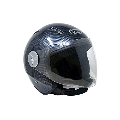 MMG Motorcycle Scooter Pilot Open Face Helmet DOT, Carbon Fiber, Large