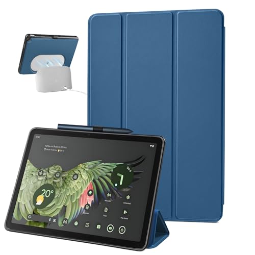 SSSGRGB Hülle für 11 Zoll Google Pixel Tablet 2023 Verstellbarer Betrachtungswinkel dreifache Standfunktion schlanke Hülle mit Stifthalter kompatibel mit Lade-Lautsprecher-Dock Marineblau