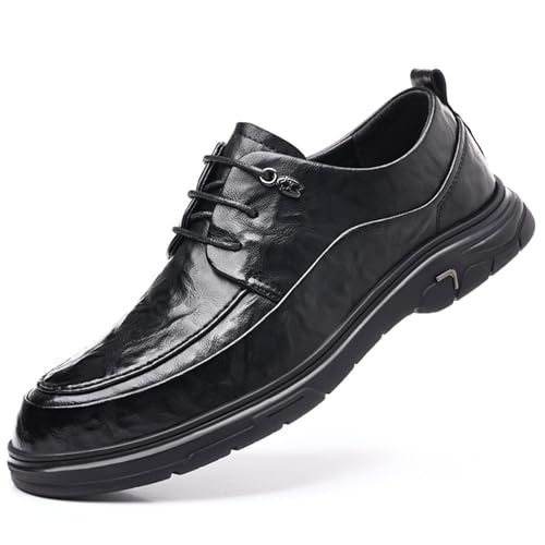 Men’s Leather Dress Shoes for Men, Round Toe Lace-up Comfort Brogue Dress Shoes Casual Business Work