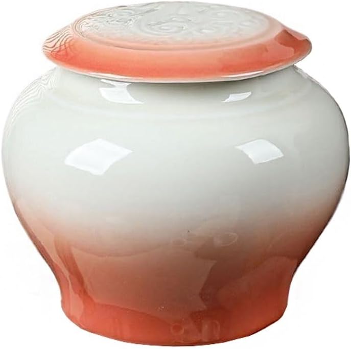 SONGCHAO Sugar Jar Ceramic Loose Tea Storage Container Jar with Lid Tea Jar Kitchen Food Sealed Canned Tea Jar Double Jar + Gift Box Tea Canister (Color : A, Size : Medium)