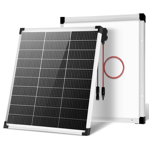 Solar Panels N-Type 16BB 50W Solar Panel 50 Watt Solar Panel 18V A+ Monocrystalline Cell 25% High Efficiency for RV Van Marine Home Rooftop Off-Grid Systems (22.8 x 20.3 Single Silver)