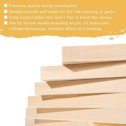 Yoleshy 6 Pcs 12'' X 8'' Wood Canvas Panels, Unfinished Wood Canvas Cradled Wooden Boards For Arts & Craft, Wooden Canvas Panelsouring Use With Oils, Acrylics #TOP3