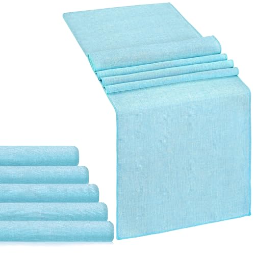 LuoluoHouse Green Table Runner Roll Farmhouse Burlap Table Runners 6 Packs 13x84 inch Jute Table Linens for Rustic Wedding Spring Table Decorations