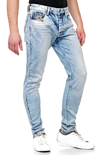 Jean denim froissé Cipo & Baxx pantalon design aux finitions simples