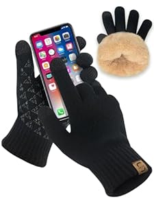 SUTIYO Winter Handschuhe Damen Thermohandschuhe Herren Touchscreen Verdickte Winterhandschuhe mit Warme Fleece Innenfutter Fahrrad Fahren Skifahren (Schwarz)