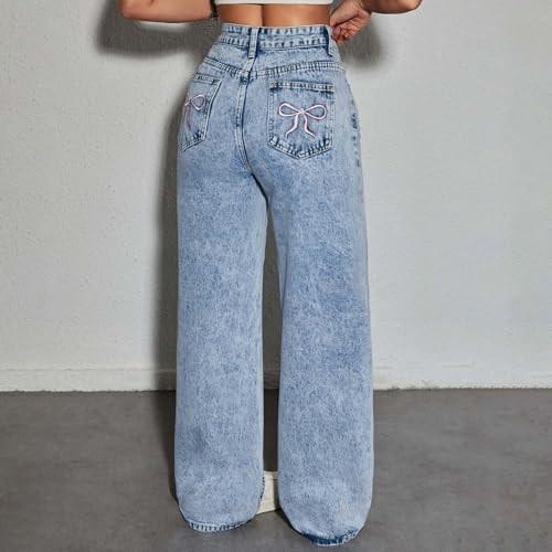 Girls High Waist Jeans Wide Leg Baggy Denim Pants Summer Fashion Trendy Y2K Streetwear Clothes for Teen Comfortable2