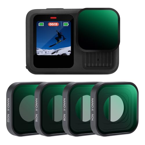 K&F Concept Filtre ND4 ND8 ND16 ND32 Compatible avec Gopro Hero 9/10/11/12/13 Détecté Automatiquement Verre Optique Cadre Plastique HD Étanche Anti-Rayures