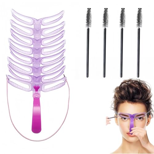 Heyumybit 8 Pièces Pochoirs à Spochoirs à Sourcils,4 Pinceaux à Sourcils,Pochoir Sourcils Reutilisable,Tampon à Sourcils,Débutant Maquillage Pochoirs à Sourcils...