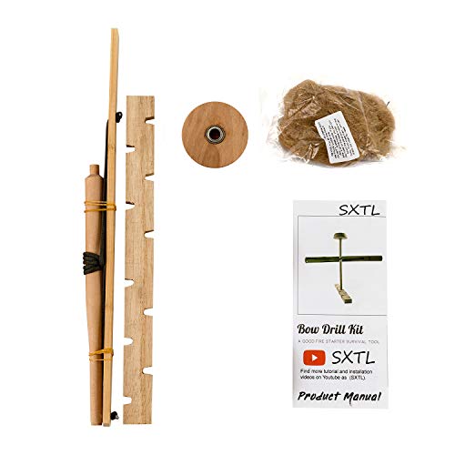 Sxtl 1 Pack Bow Drill Fire Starter Kit Outdoor Survival Practice Tool, Friction Fire Starter For Scout, Backpacking And Camping, Survival Training And Teaching #TOP1