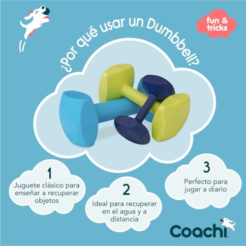 Coachi Training Dumbbell, schwimmt, weites Werfen, klassisches Apportierspielzeug, Jagdhund- und Welpentraining. Hundezubehör, sehr robust und beständig, für mittelgroße Hunde und Welpen