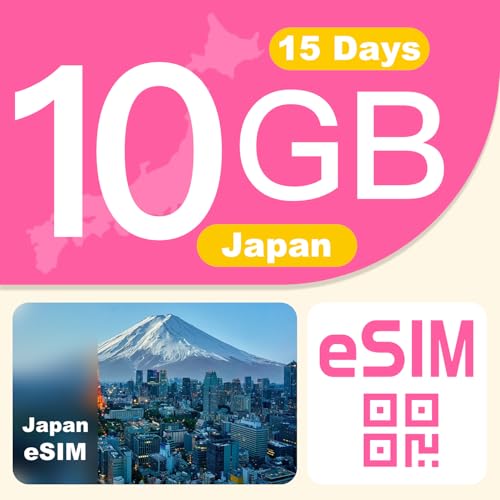 Japan Travel eSIM Card – 15 Day 10GB Prepaid...