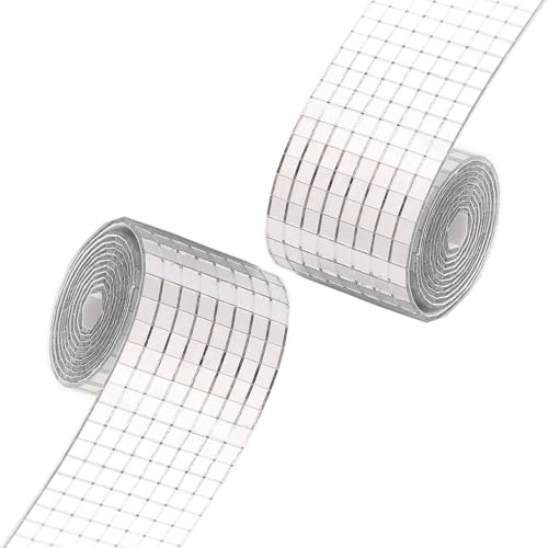 Strehknewen 2 Rotoli Mini Piastrelle a Specchio Autoadesive, 3200 Pezzi 5x5mm Vetro Reale, Tessere Mosaico per Decorazioni Fai-da-Te, Cucina, Bagno, Discoteca, Arredamento Interno