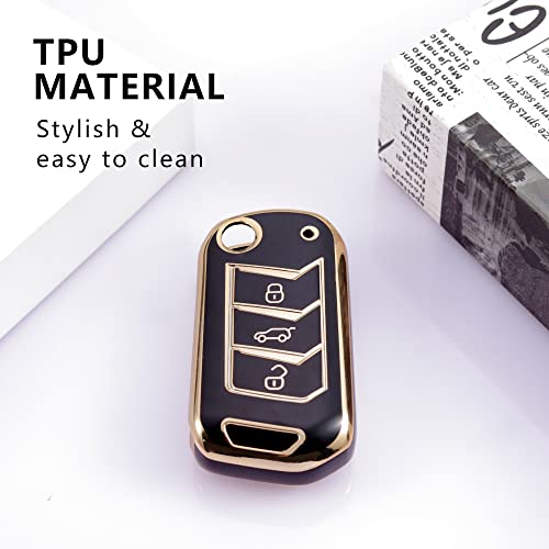 Image of keyzone TPU Key Cover combo compatible for Mahindra Thar, Bolero, Scorpio, XUV700, XUV400, XUV300, TUV300, Marazzo 3 button flip key (Gold TPU + Silver TPU)