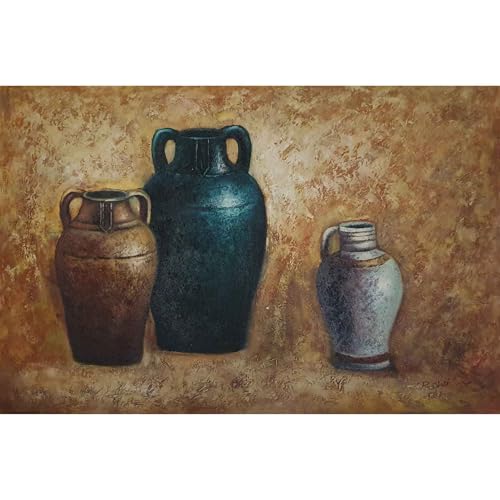 Tableau nature morte classique d'amphores pour décorer un salon chaleureux
