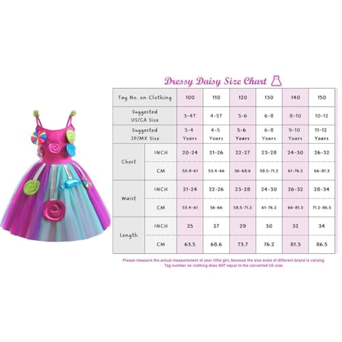 Disfraz Candy para Niñas 10-12 con Falda Arcoíris y Vincha miniatura 7