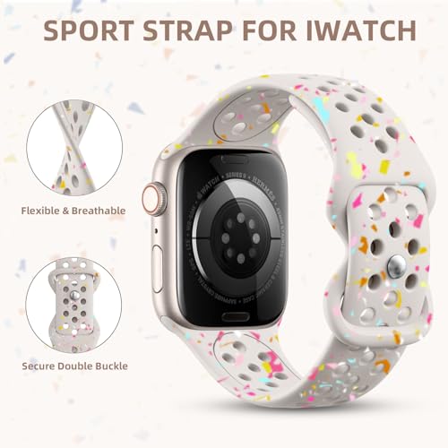 CeMiKa Sport Straps Compatible with Apple Watch Strap 38mm 40mm 41mm 42mm for Women Men Eco-friendly Recyclable Silicone Breathable Wristband for iWatch Series 10 9 8 7 6 5 4 3 2 1 SE - Image 4