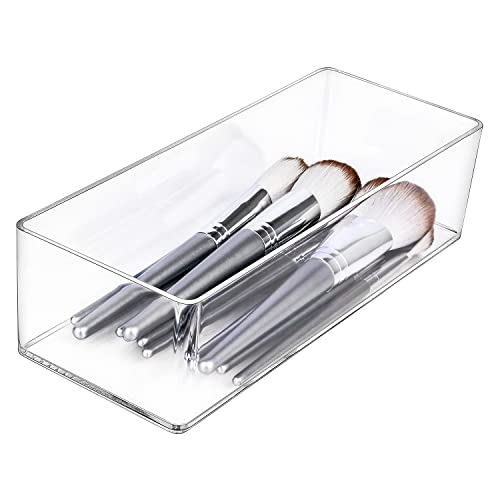 JessLab Drawer Organizer, 1-Compartment Acrylic Makeup Organizer Cosmetic Storage Jewelry Display for Desk Wardrobe Bathroom Vanity Countertop, Transparent