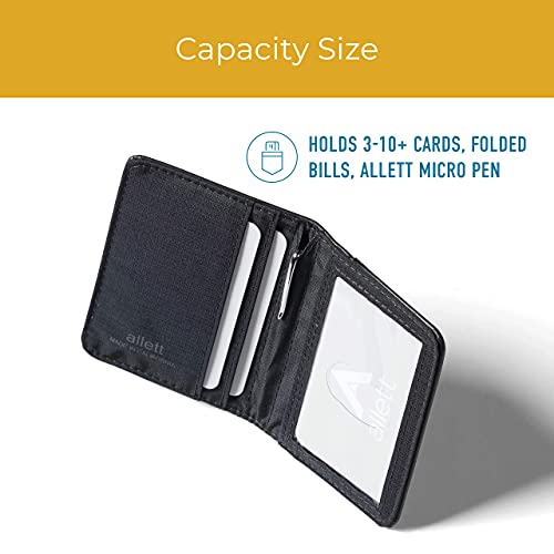 Allett Hybrid Card Wallet & Pen Bundle | Onyx Black, Leather, RFID Blocking, Vertical Layout | Slim, Minimalist, Bifold, Card Holder, Water Resistant | Holds 3-10+ Cards, Cash | Stainless Steel Pen 6