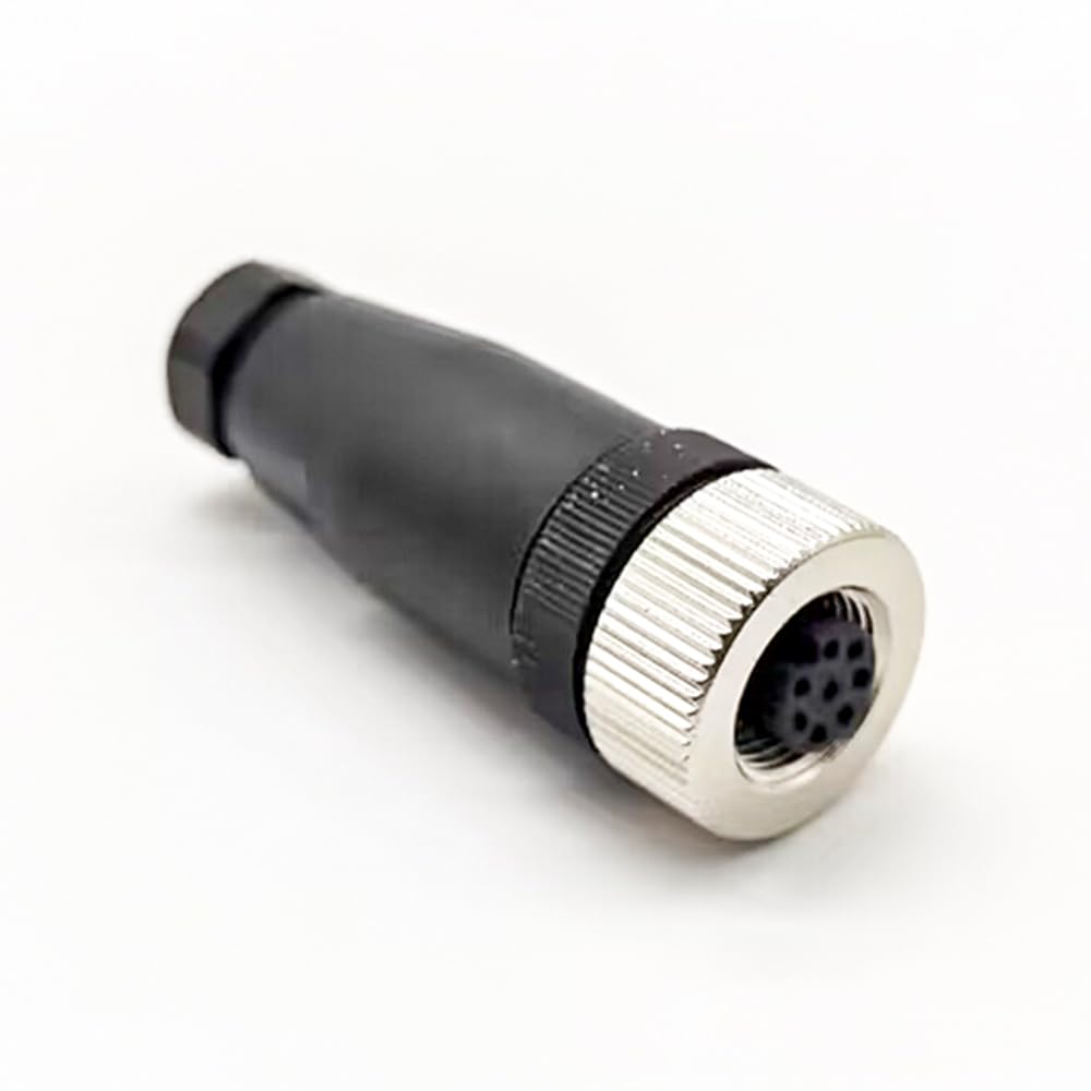 Elecbee M12 8-Pin Connector Plug, 12 mm Sensor Cable Connector A-Code Thread Lock M12 Aviation Plug Round Connector IP67 Waterproof Unshielded Industrial Round Connector for Outdoor Use (Female)