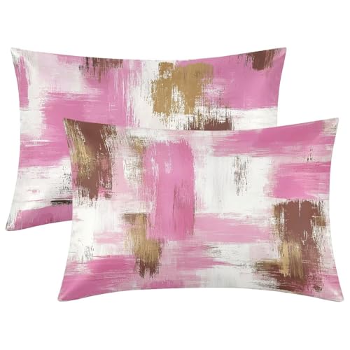 Funda Almohada Seda Pintada, Juego de 2 Funda Almohada 30x50, Silk Pillowcase para el Cabello y la Piel, Suave Fundas Almohadas Seda con Cremallera, Silk Pillowcase para Regalo Mujer (Miedoso) -2192