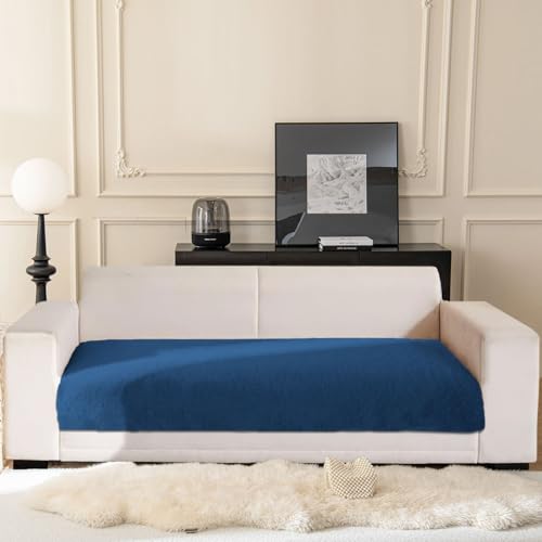 Image of Luxe Home Premium Rabbit Fur Sofa Cover 3 Seater Ultra-Soft Washable Anti-Slip Slipcover for Sofa (Teal, 68x183 cm)