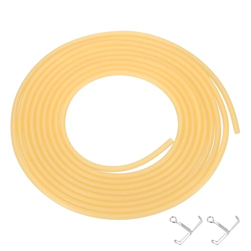 PATIKIL 10 Pies de Tubo de Goma de Látex Natural, 1/8' (3mm) ID x 1/4' (6mm) OD Tubo de Goma para Tirachinas con Abrazaderas para Ejercicio, Estiramiento, Laboratorio, Tubo de Casa